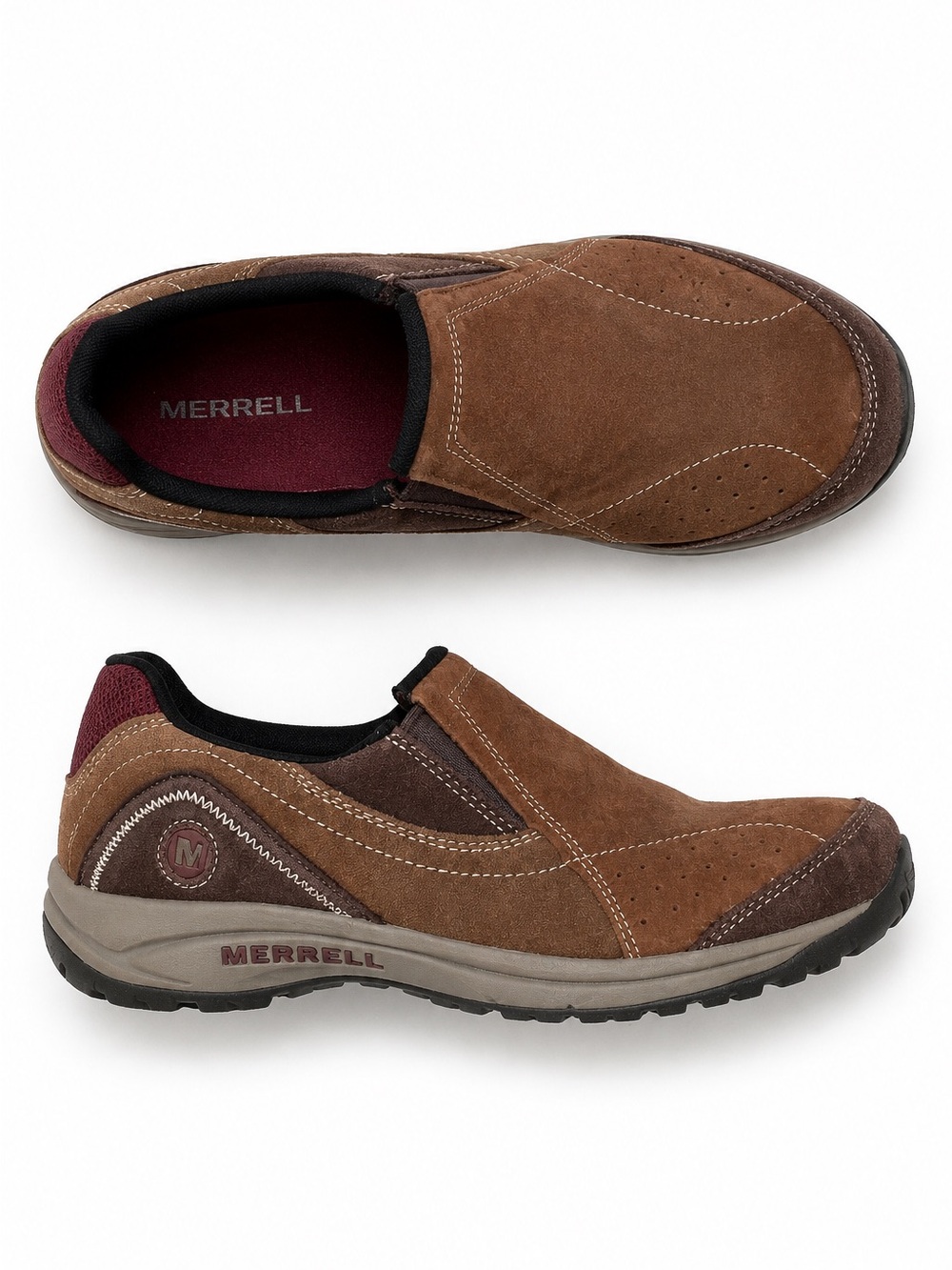 Merrell Air Cushion Suede Slip On Comfort Walking Shoes Brown 10